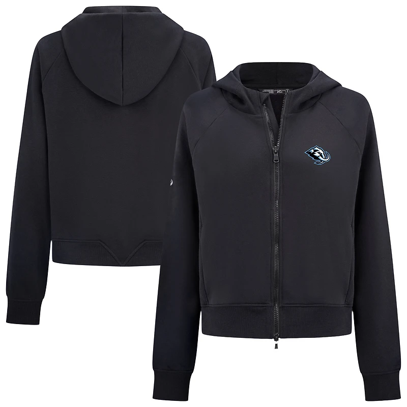 Women's Levelwear Black Utah Mammoth Judd Raglan Full-Zip Hoodie