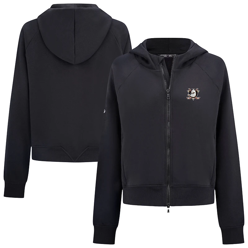 Women's Levelwear Black Anaheim Ducks Judd Raglan Full-Zip Hoodie