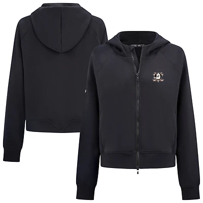 Women's Levelwear Black Anaheim Ducks Judd Raglan Full-Zip Hoodie