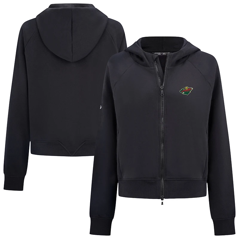 Women's Levelwear Black Minnesota Wild Judd Raglan Full-Zip Hoodie