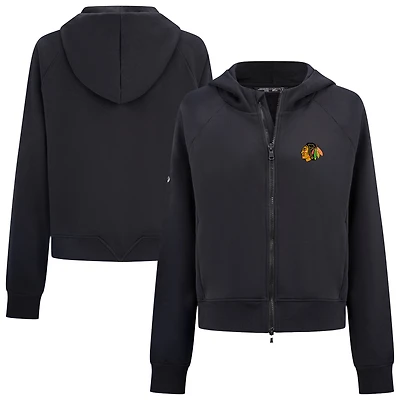 Women's Levelwear Black Chicago Blackhawks Judd Raglan Full-Zip Hoodie