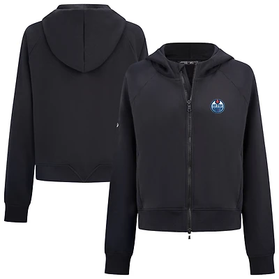Women's Levelwear Black Edmonton Oilers Judd Raglan Full-Zip Hoodie