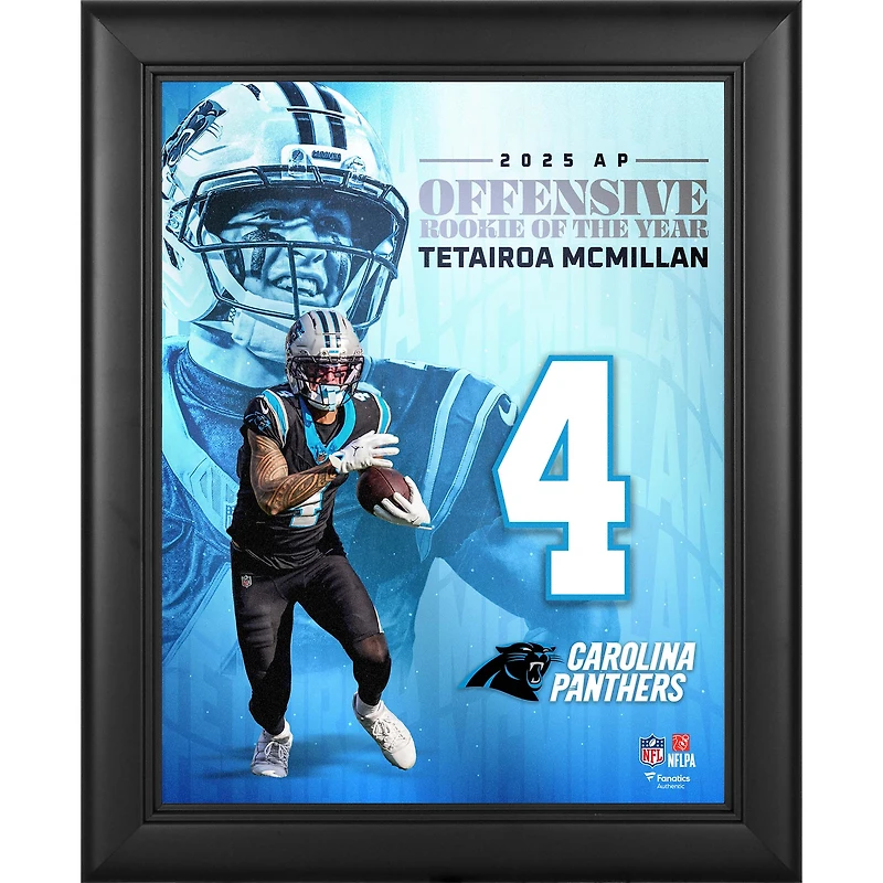 Tetairoa McMillan Carolina Panthers Framed 13" x 16" 2025 NFL Offensive Rookie of the Year Collage
