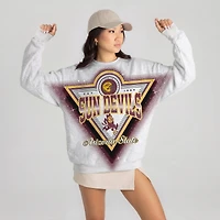 Women's Gameday Couture Gray Arizona State Sun Devils Chasing Victory Rhinestone Spray Oversized Fleece Sweatshirt