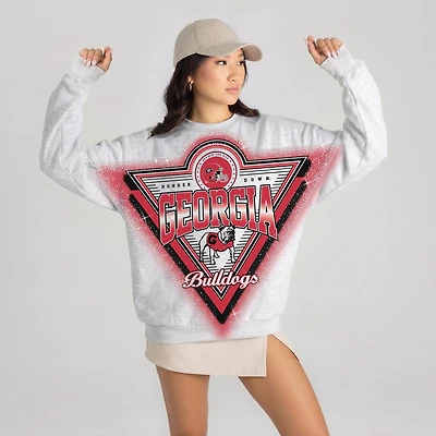 Women's Gameday Couture Gray Georgia Bulldogs Chasing Victory Rhinestone Spray Oversized Fleece Sweatshirt
