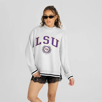 Women's Gameday Couture Gray LSU Tigers Rally Point Contrast Stripe Mock Neck Sweatshirt