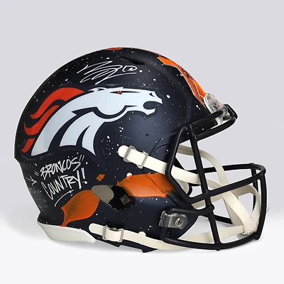 Bo Nix Denver Broncos Autographed 2024 Riddell Speed Authentic Helmet - Art by King Saladeen - Limited Edition #1/1