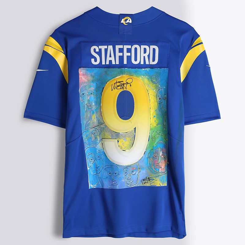 Matthew Stafford Los Angeles Rams Autographed Royal Nike Limited Jersey - Art by Cavier Coleman - Limited Edition #1/1