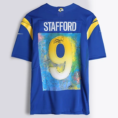 Matthew Stafford Los Angeles Rams Autographed Royal Nike Limited Jersey - Art by Cavier Coleman - Limited Edition #1/1