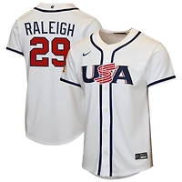 Youth Nike Cal Raleigh White USA Baseball 2026 World Baseball Classic Home Replica Jersey