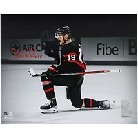 Tim Stutzle Ottawa Senators Autographed 8" x 10" Black Jersey Celebration Spotlight Photograph
