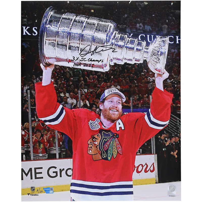 Duncan Keith Chicago Blackhawks Autographed 16" x 20" 2015 Stanley Cup Champions Raising Cup Photograph with "3x SC Champs" & "HOF 25" Inscriptions Limited Edition #2/10