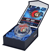 Tim Stutzle Ottawa Senators Autographed Crystal Puck - Filled with Ice from the 2024-25 Season
