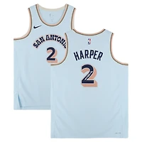 Dylan Harper San Antonio Spurs Autographed Light Blue Nike 2024-25 City Edition Swingman Jersey