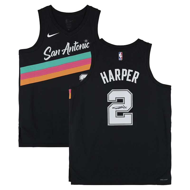 Dylan Harper San Antonio Spurs Autographed Black Nike 2025-26 City Edition Swingman Jersey