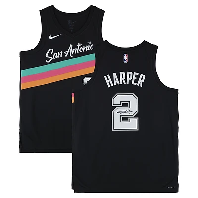Dylan Harper San Antonio Spurs Autographed Black Nike 2025-26 City Edition Swingman Jersey