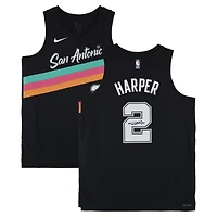 Dylan Harper San Antonio Spurs Autographed Black Nike 2025-26 City Edition Swingman Jersey