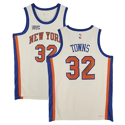 Karl-Anthony Towns New York Knicks Autographed Cream Nike 2025-26 City Edition Swingman Jersey