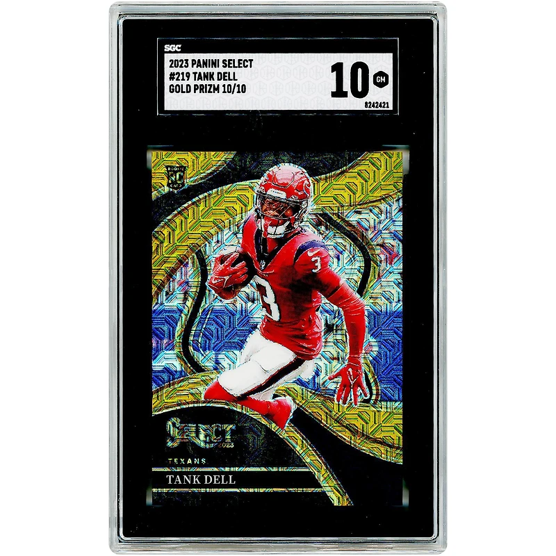 Tank Dell Houston Texans 2023 Panini Select Gold Prizm #219 #10/10 SGC Authenticated 10 Rookie Card