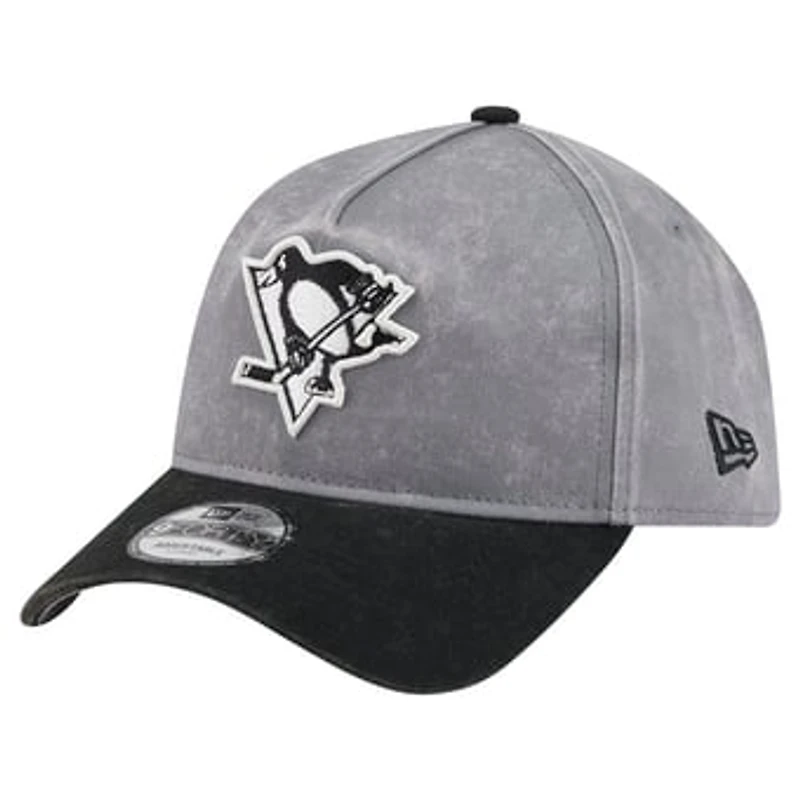 Men's New Era Gray/Black Pittsburgh Penguins Storm A-Frame 9FORTY Adjustable Hat