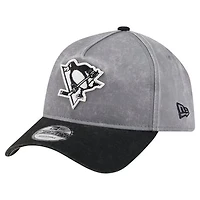 Men's New Era Gray/Black Pittsburgh Penguins Storm A-Frame 9FORTY Adjustable Hat