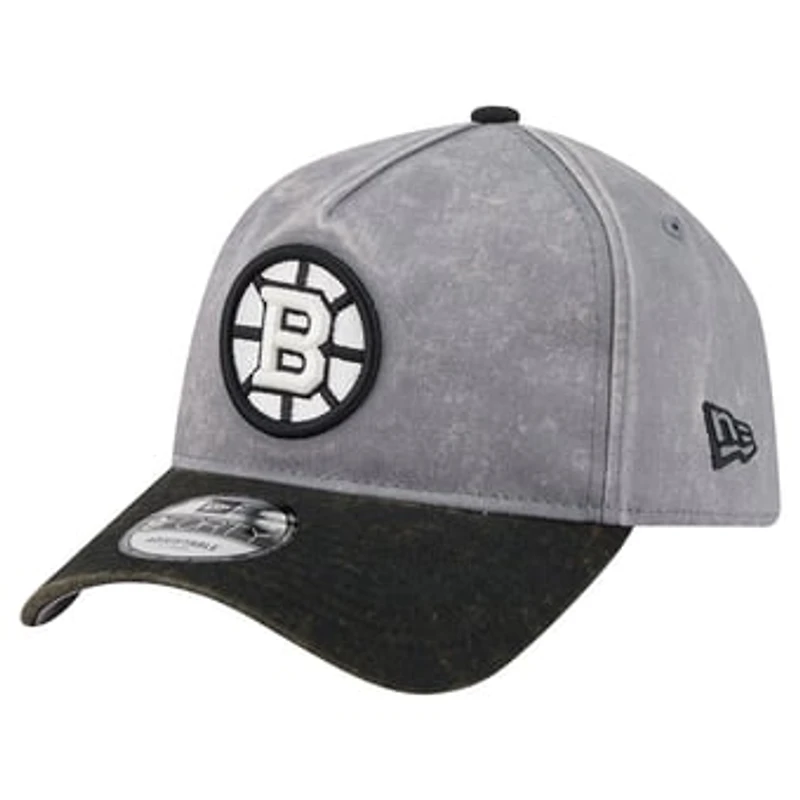 Men's New Era Gray/Black Boston Bruins Storm A-Frame 9FORTY Adjustable Hat