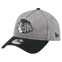 Men's New Era Gray/Black Chicago Blackhawks Storm A-Frame 9FORTY Adjustable Hat