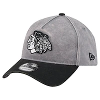 Men's New Era Gray/Black Chicago Blackhawks Storm A-Frame 9FORTY Adjustable Hat