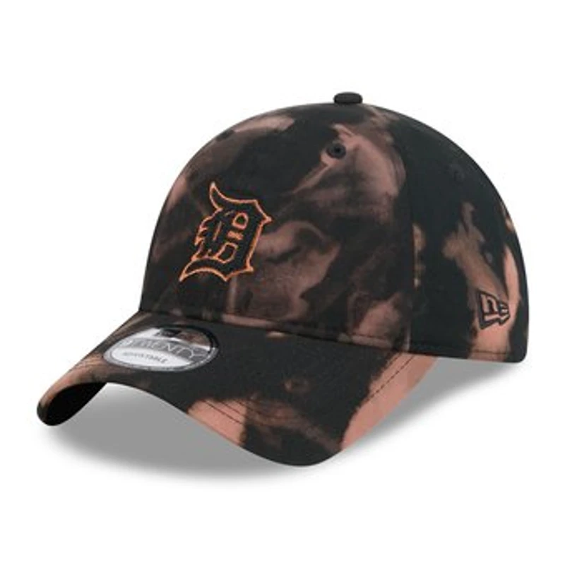 Men's New Era Black Detroit Tigers Bleach Wash 9TWENTY Adjustable Hat
