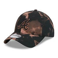 Men's New Era  Black Atlanta Braves Bleach Wash 9TWENTY Adjustable Hat