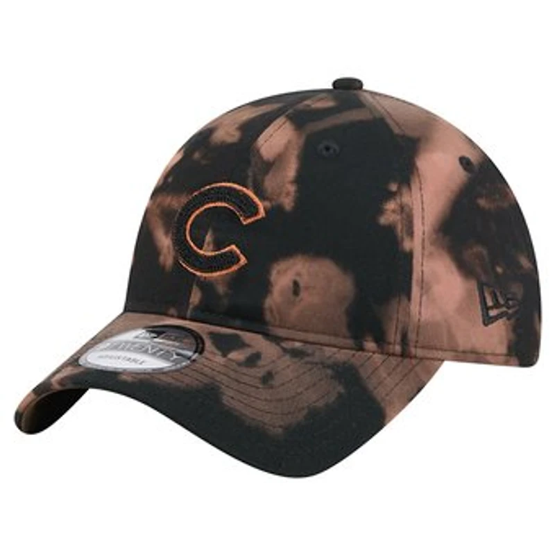 Men's New Era  Black Chicago Cubs Bleach Wash 9TWENTY Adjustable Hat