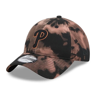 Men's New Era Black Philadelphia Phillies Bleach Wash 9TWENTY Adjustable Hat