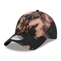 Men's New Era  Black New York Mets Bleach Wash 9TWENTY Adjustable Hat