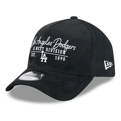 Men's New Era Black Los Angeles Dodgers Script Text 9FORTY A-Frame Adjustable Hat