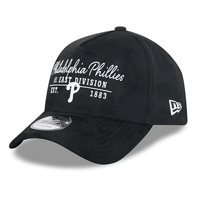 Men's New Era Black Philadelphia Phillies Script Text 9FORTY A-Frame Adjustable Hat