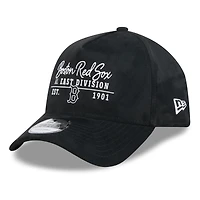 Men's New Era  Black Boston Red Sox Script Text 9FORTY A-Frame Adjustable Hat