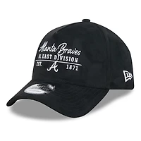 Men's New Era  Black Atlanta Braves Script Text 9FORTY A-Frame Adjustable Hat