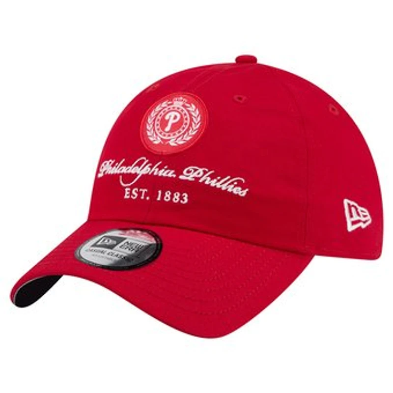 Women's New Era Red Philadelphia Phillies Script Patch Casual Classic Adjustable Hat