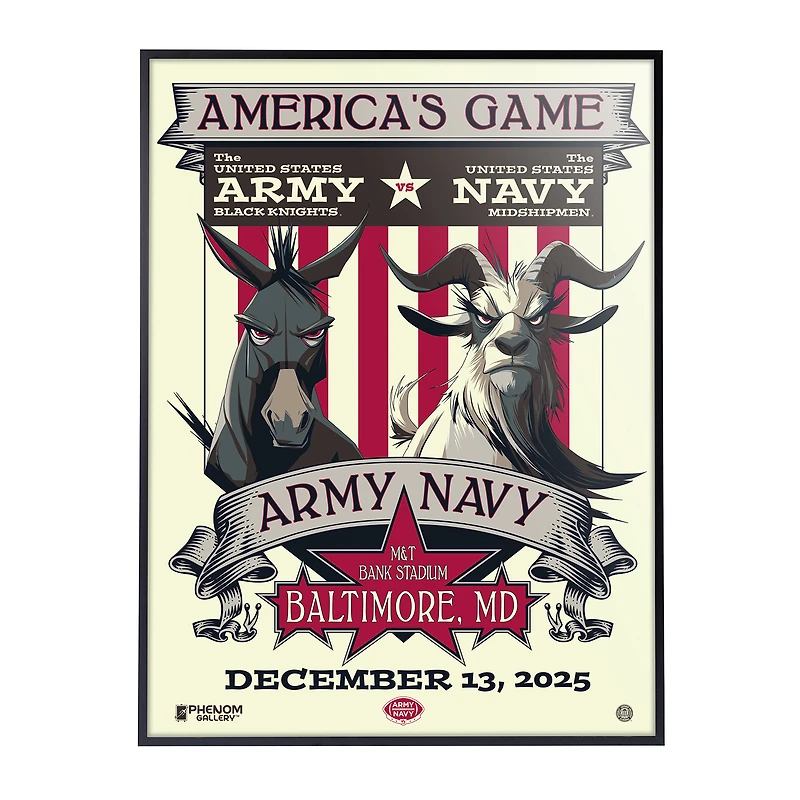 Phenom Gallery Army Black Knights vs. Navy Midshipmen 2025 Matchup 18" x 24" Deluxe Framed Serigraph