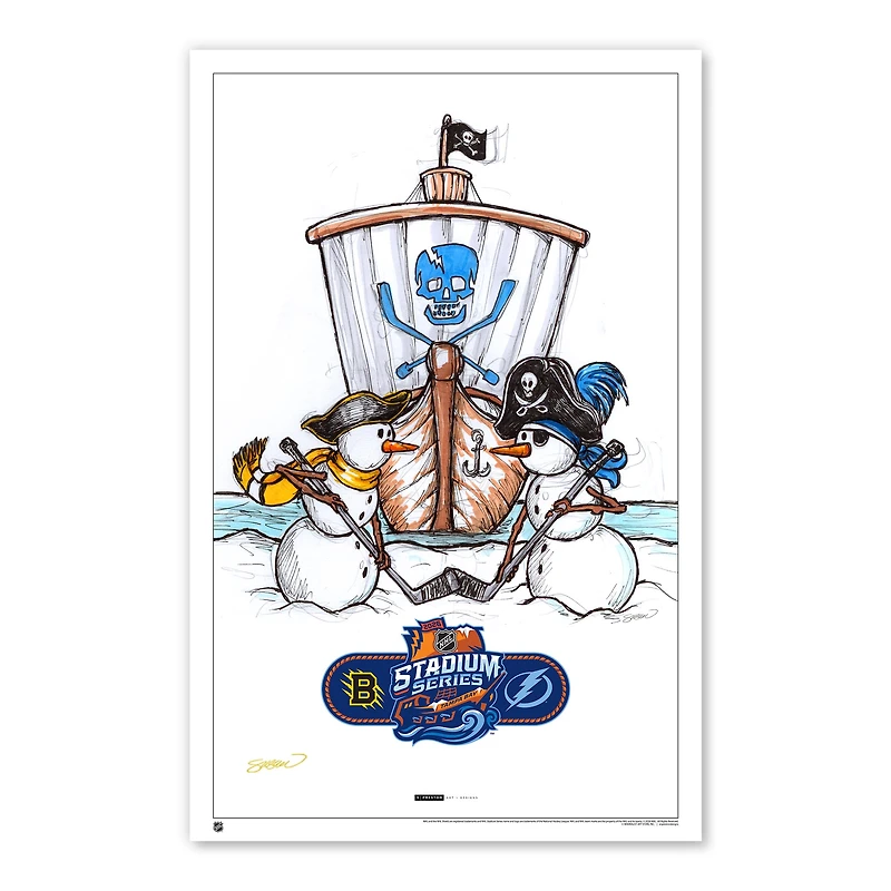 S. Preston Art & Designs Boston Bruins vs. Tampa Bay Lightning 2026 NHL Stadium Series 11" x 17" Sketch Poster Print - Limited Edition of 200
