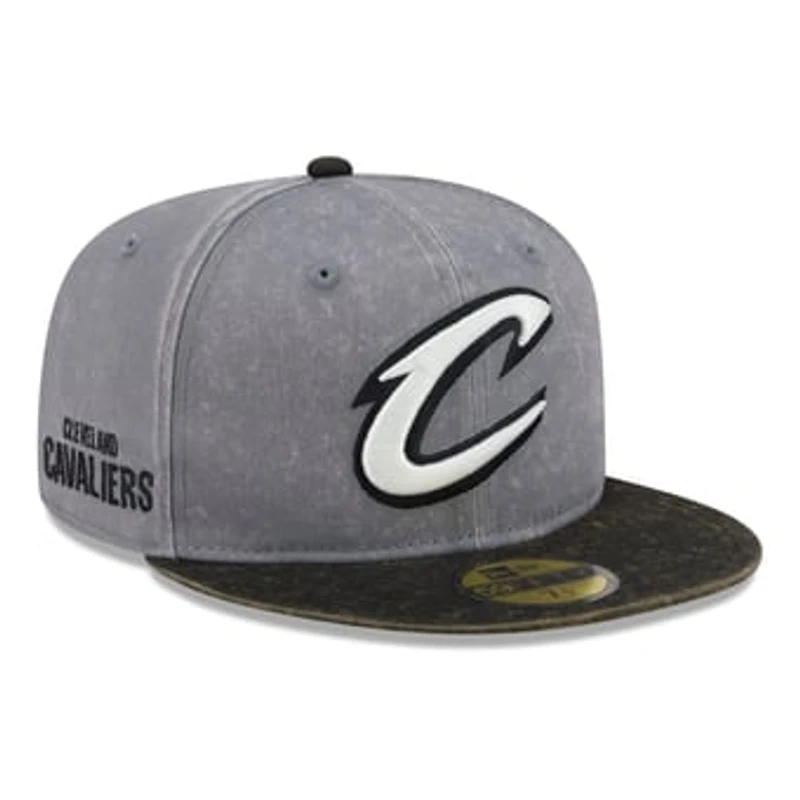 Men's New Era Gray/Black Cleveland Cavaliers Washed 59FIFTY Fitted Hat