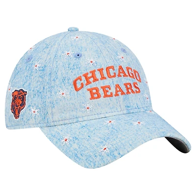 Women's New Era Denim Chicago Bears Daisy 9TWENTY Adjustable Hat