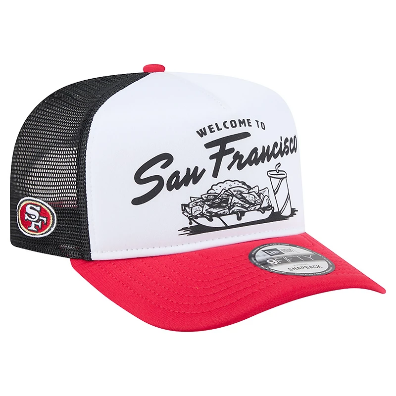 Men's New Era White/Scarlet San Francisco 49ers Foodie 9FIFTY A-Frame Trucker Snapback Hat