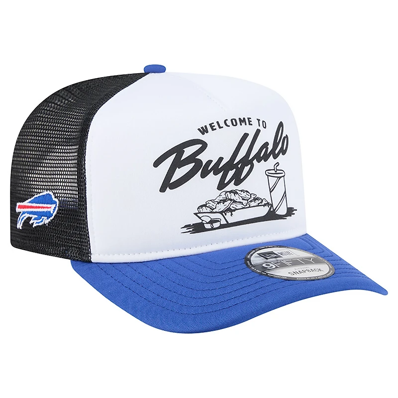 Men's New Era White/Royal Buffalo Bills Foodie 9FIFTY A-Frame Trucker Snapback Hat