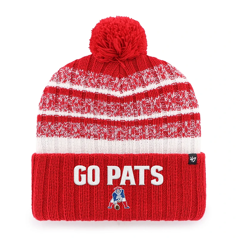 Men's '47  Red New England Patriots Local Cuffed Knit Hat with Pom