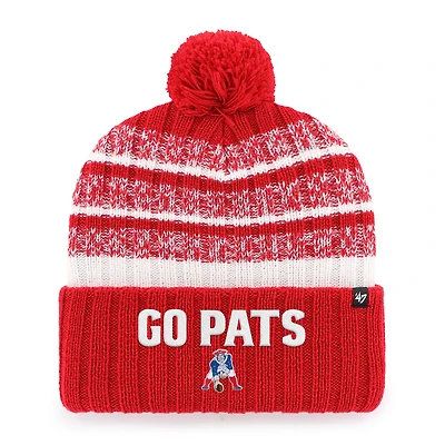 Men's '47  Red New England Patriots Local Cuffed Knit Hat with Pom