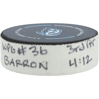 Morgan Barron Winnipeg Jets Game-Used Goal Puck vs. Utah Mammoth on December 21, 2025