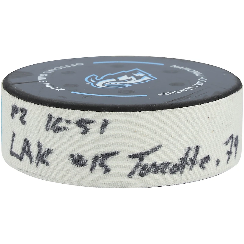 Alex Turcotte Los Angeles Kings Game-Used Goal Puck vs. Utah Mammoth on October 2, 2025