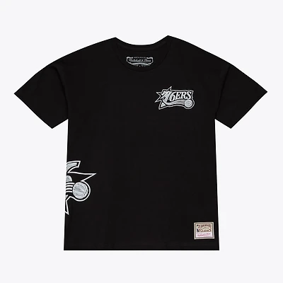 Men's Mitchell & Ness Black Philadelphia 76ers Chrome Heritage T-Shirt