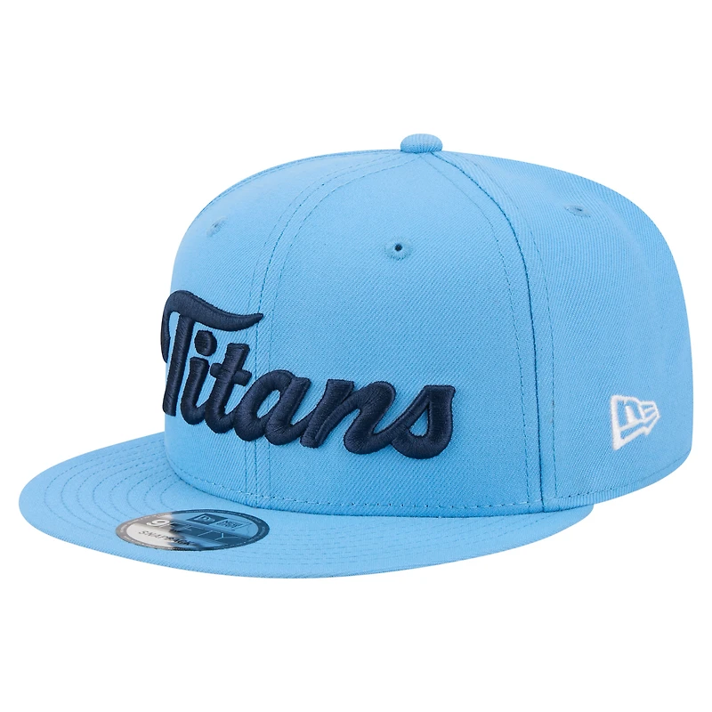 Men's New Era  Light Blue Tennessee Titans Script 9FIFTY Snapback Hat